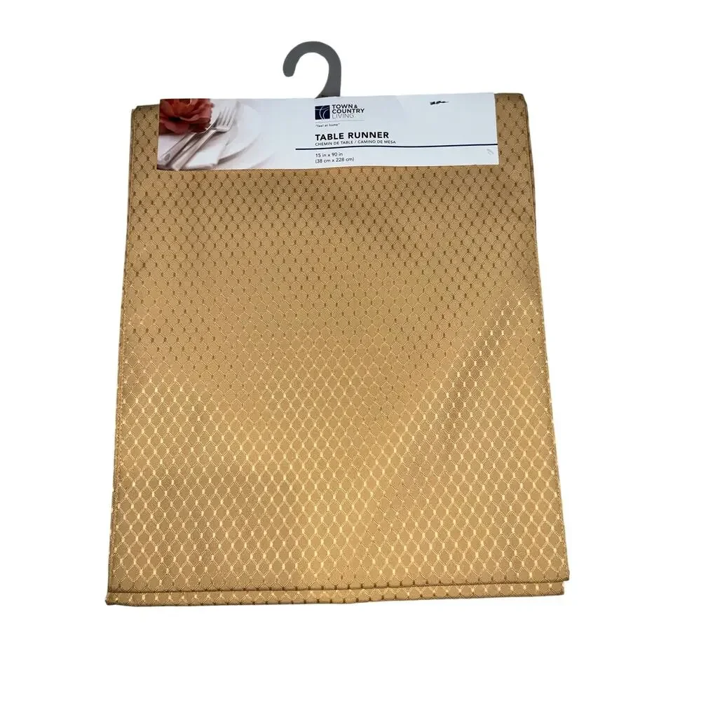 Town & Country Gold Living Diamond Pattern Table Runner 15 in x 90 in